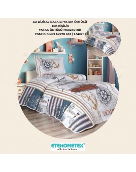 ETEHOMETEX TEK KİŞİLİK 3D DİJİTAL BASKILI YATAK ÖRTÜSÜ GEMİCİ 8696474232038